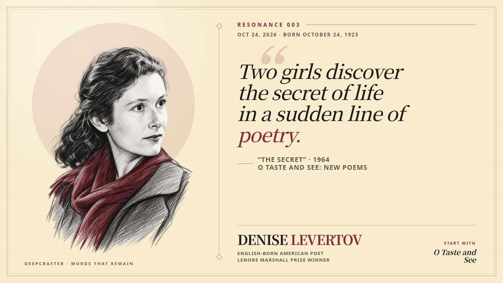 Denise Levertov quote card from The Secret
